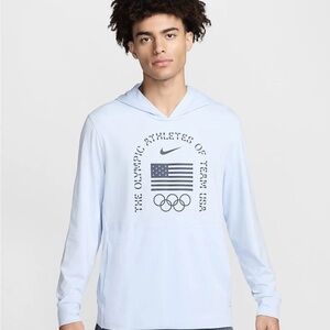 NWT Nike Dri-Fit Team USA Olympic Yoga Restore Hoodie Blue  FN0980-477 Size L